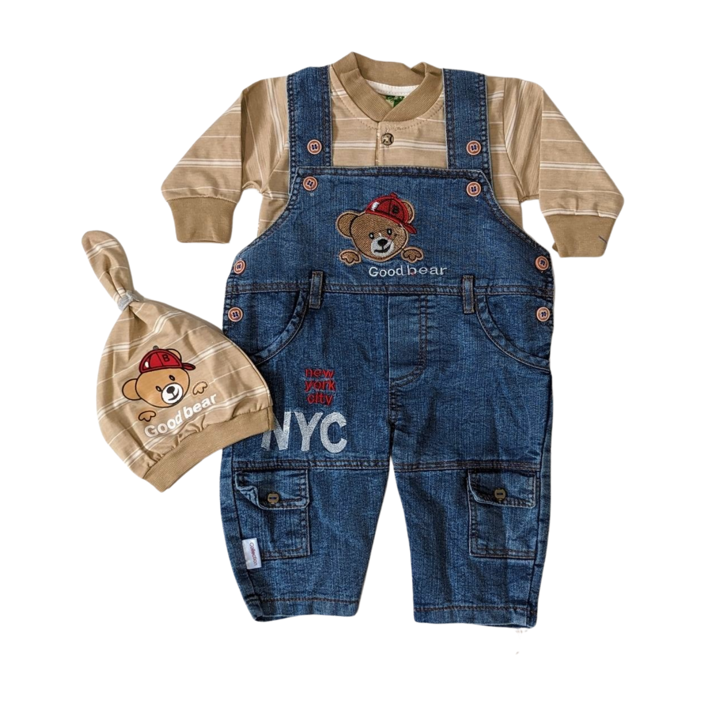 Denim Delight Winter Romper with Cap