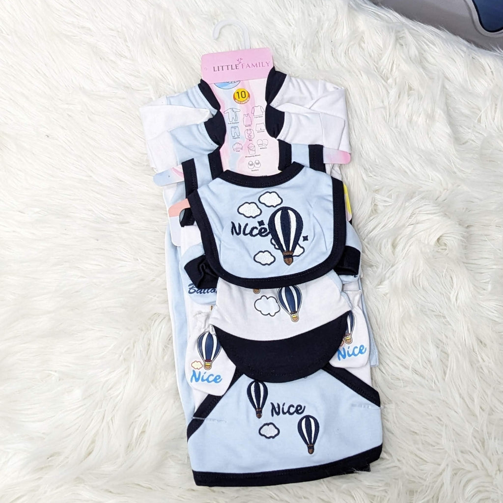 Premium Newborn Baby 10-Piece Gift Set - (Ballon) | Blue