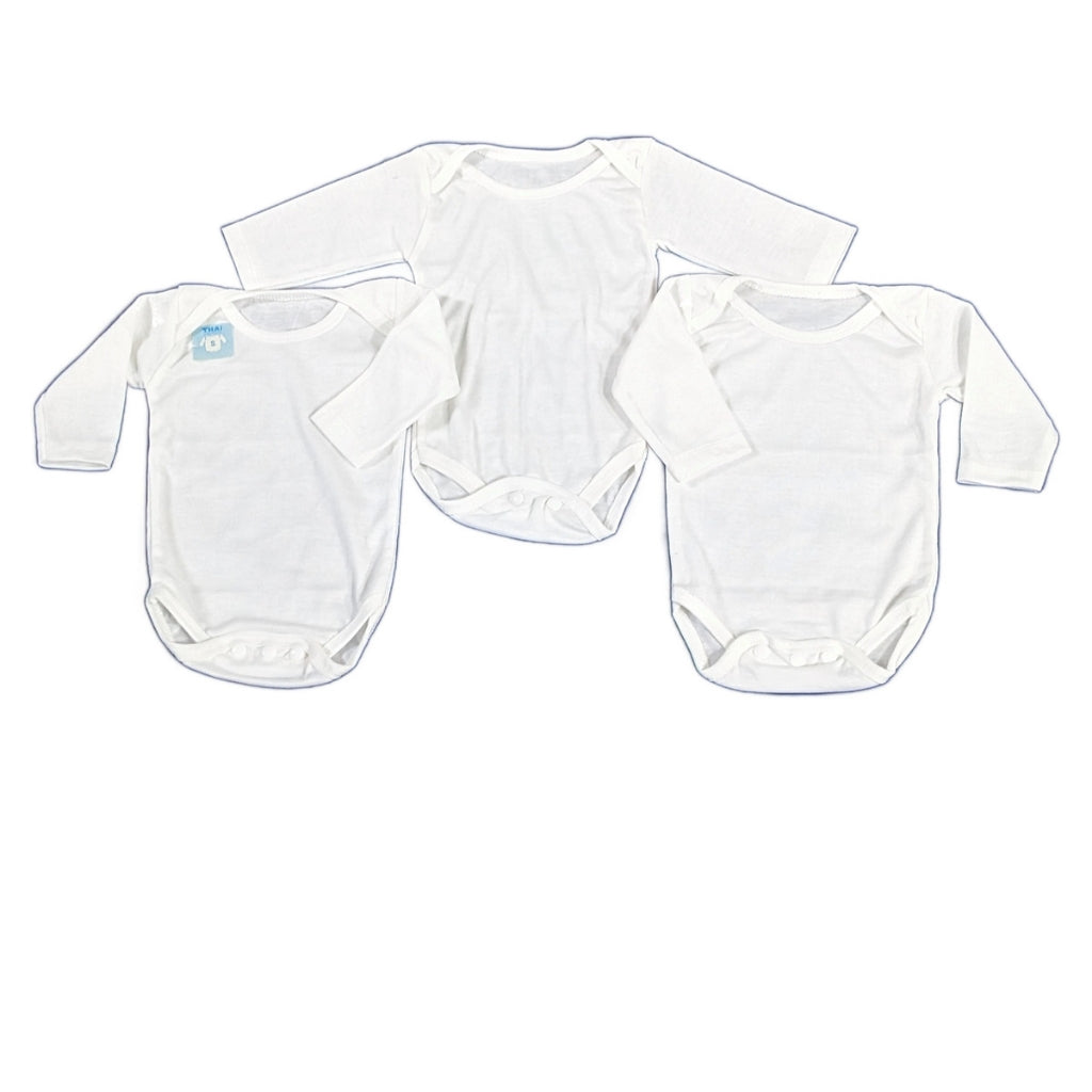 Pack of 3 Classic White Baby Bodysuits – Soft Cotton