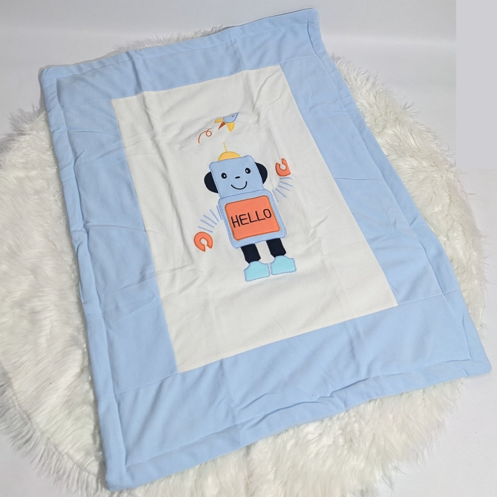 AB-1595 Baby Winter Blanket – White Velvet & Embroidered