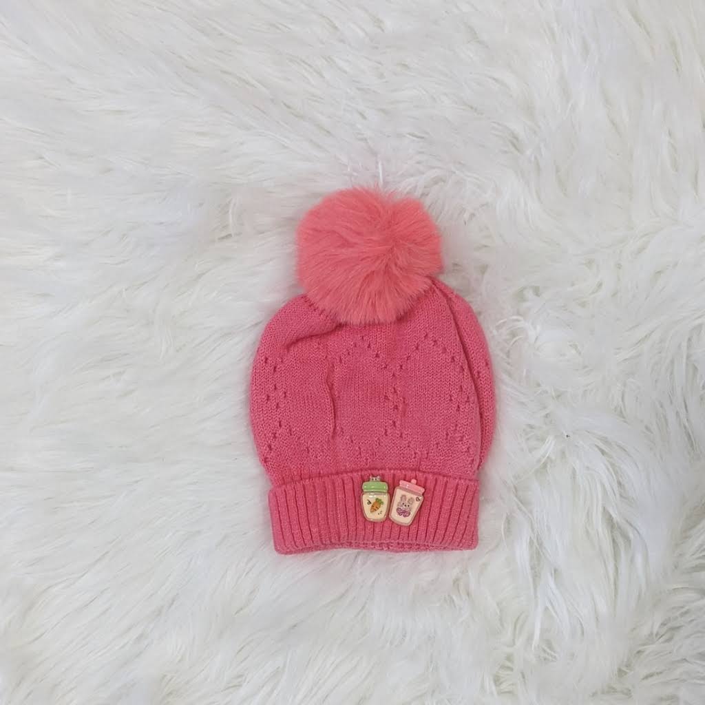 Unicorn Baby Winter Woolen Cap – Soft Knit with Pom-Poms