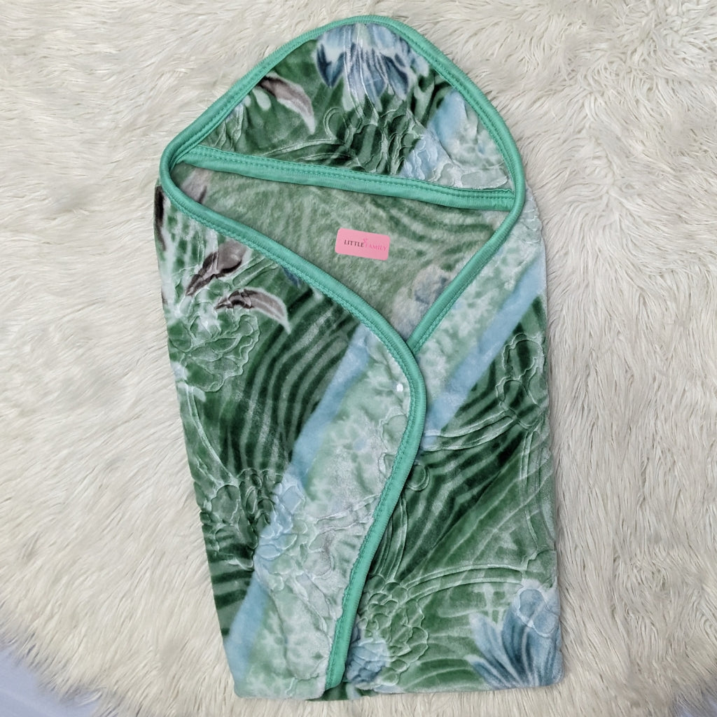 Premium Hooded Baby Blanket & Swaddle Wrap –Mint Green