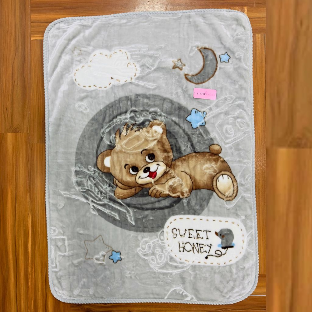 Premium Baby Blanket | "Honey Bear" Edition – Mist Grey