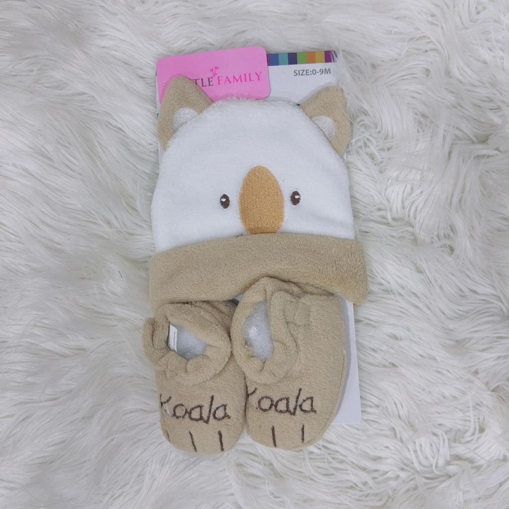 Baby Cap & Booties Set – Cozy Koala | 3-Piece