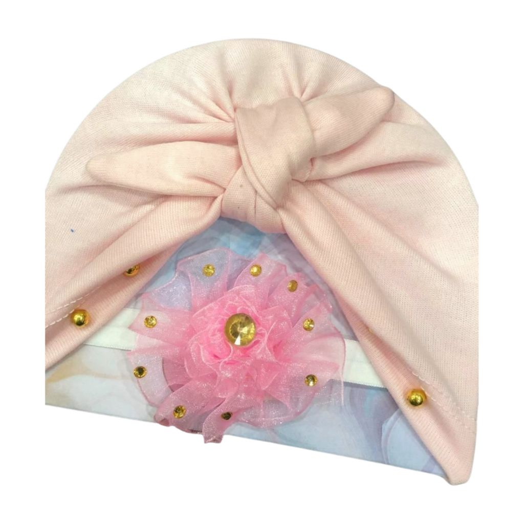 Plain Baby Turban Caps & Hairband Set