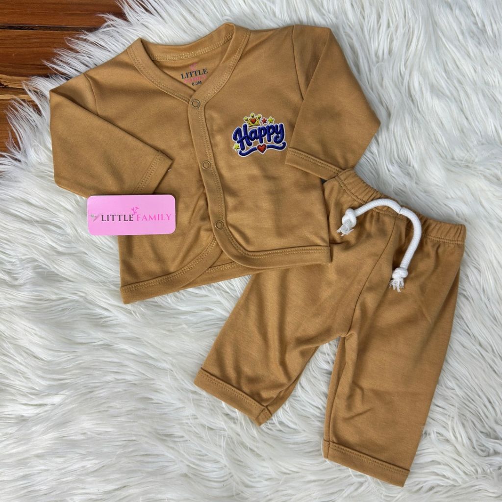 Premium 2-Piece Baby Night Suit | "Happy" Print - Beige