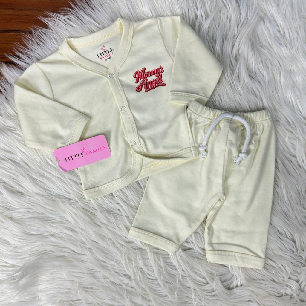 Premium 2-Piece Baby Night Suit | "Mommy's Angel" Print - Ivory Cream