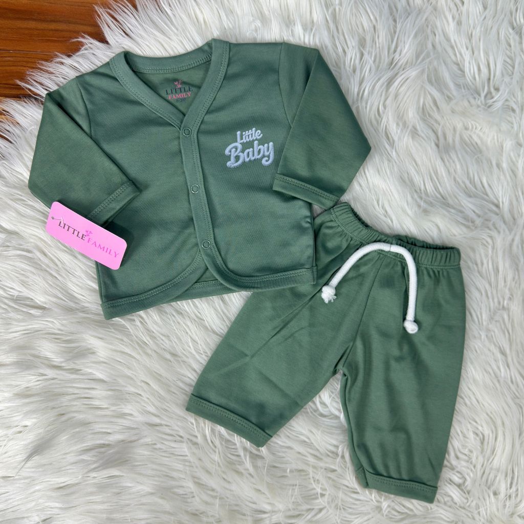 Premium 2-Piece Baby Night Suit | "Little Baby" Print - Green