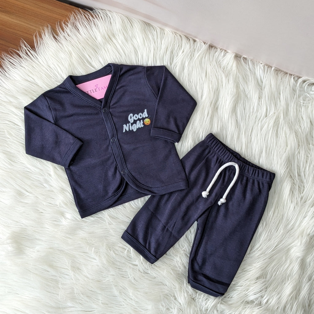 Premium Baby 2-Piece Night Suit - Navy Blue