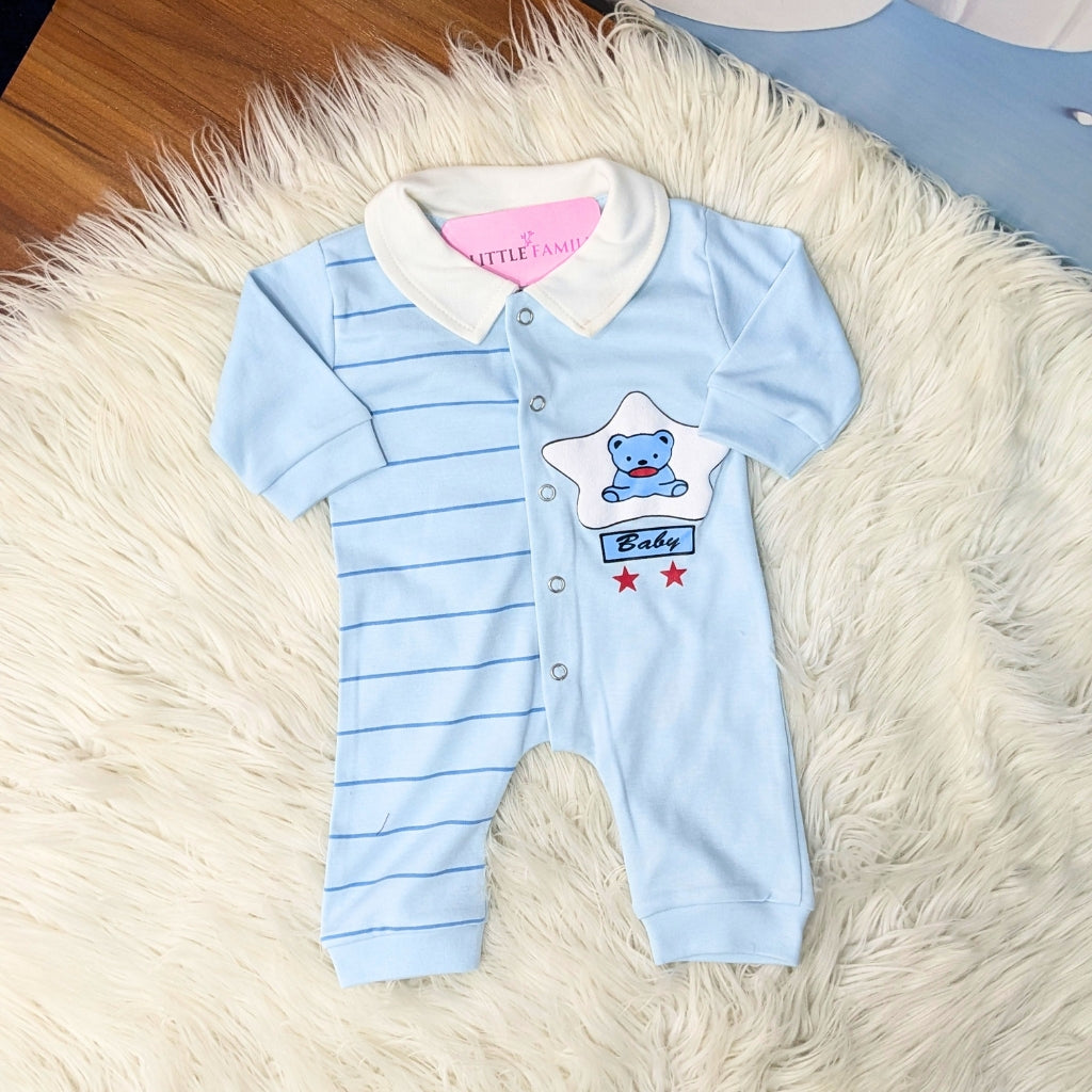 Premium Baby Full Body Romper - Star Bear Theme | Blue