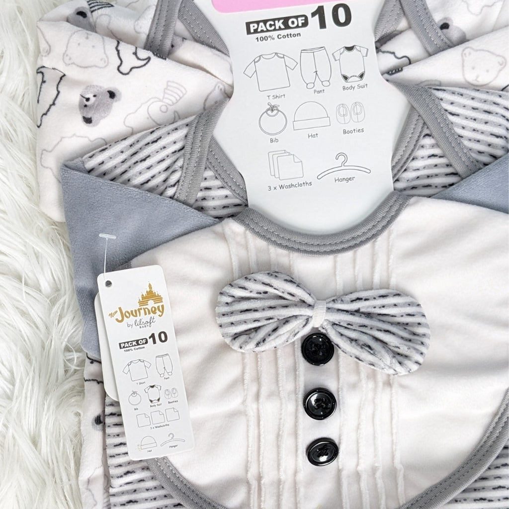 Newborn 10-Piece Formal Wear Winter Starter Set – Grey