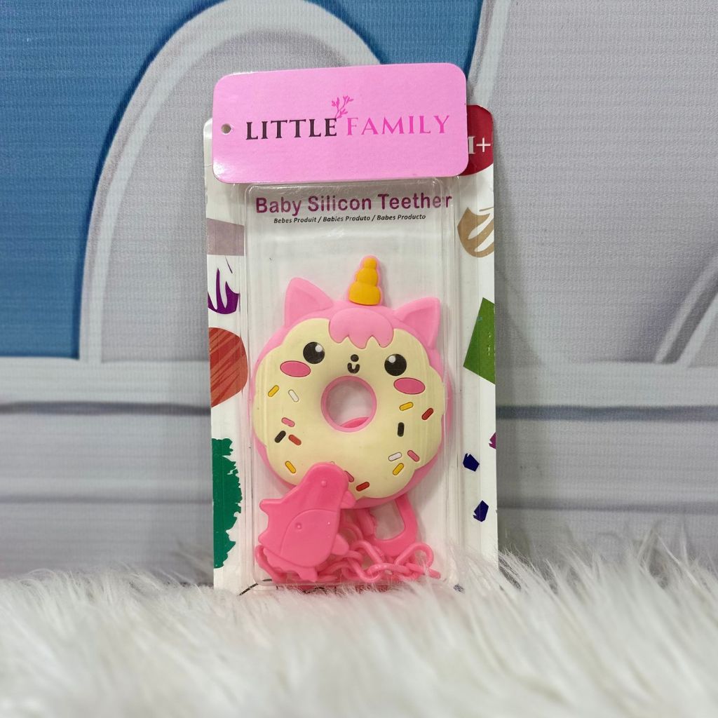Baby Silicone Teether with Clip – Cute Donut Design
