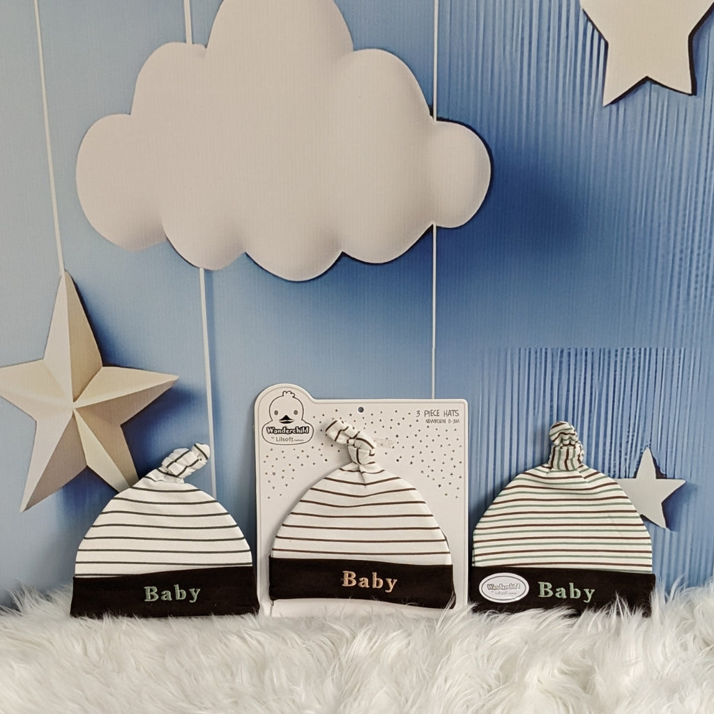 Wonderland Baby Trio Cap Set - Brown