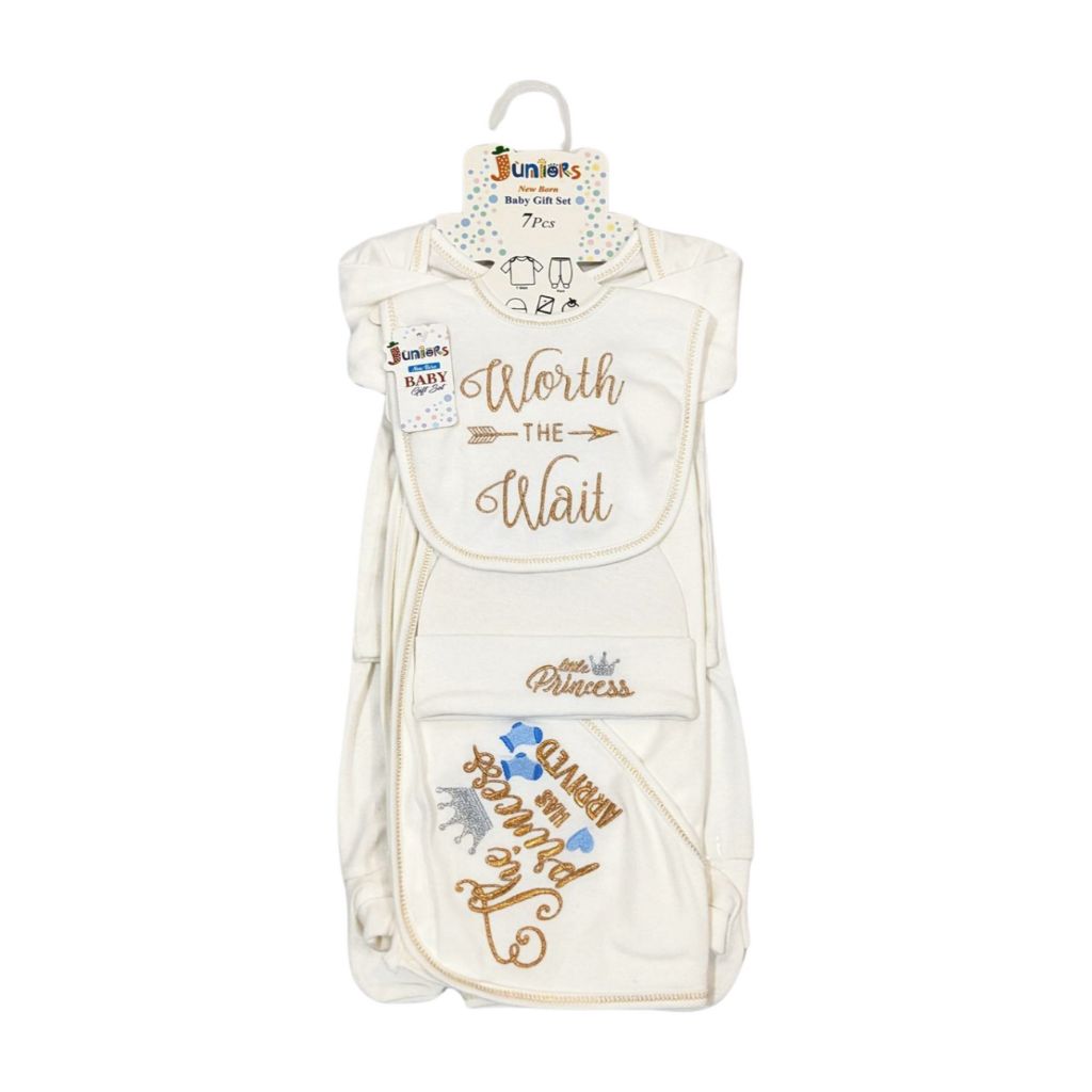7-Piece Princess Newborn Starter Set – “Worth the Wait” Embroidered