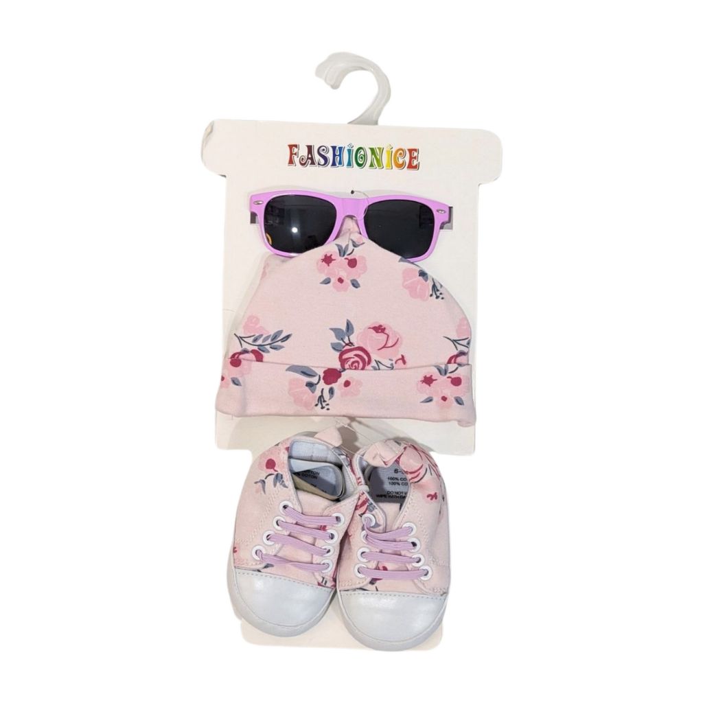 Pink Little Sunshine Set – Baby Cap, Shoes & Sunglasses Trio