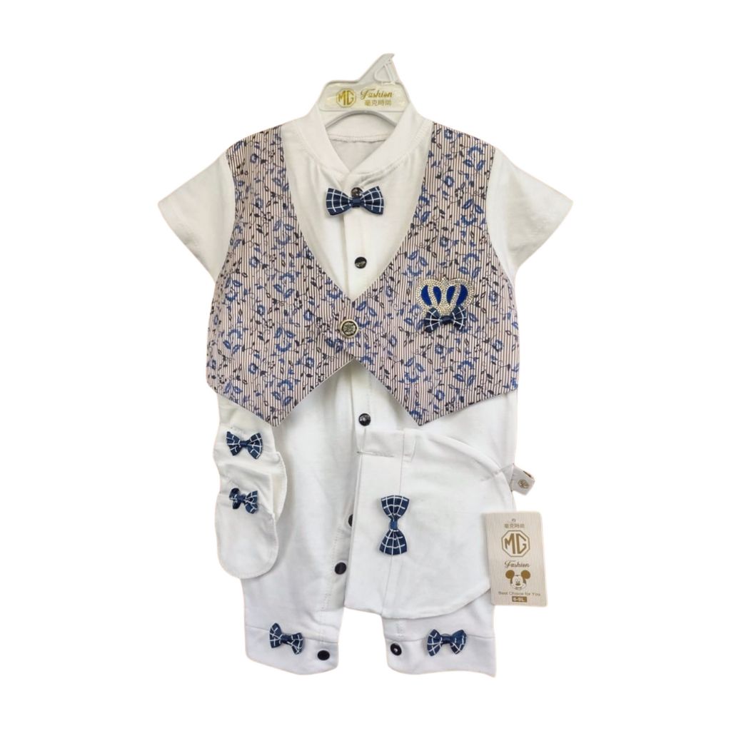 MG-875 Baby Romper Set with Floral Waistcoat – Turkish Style
