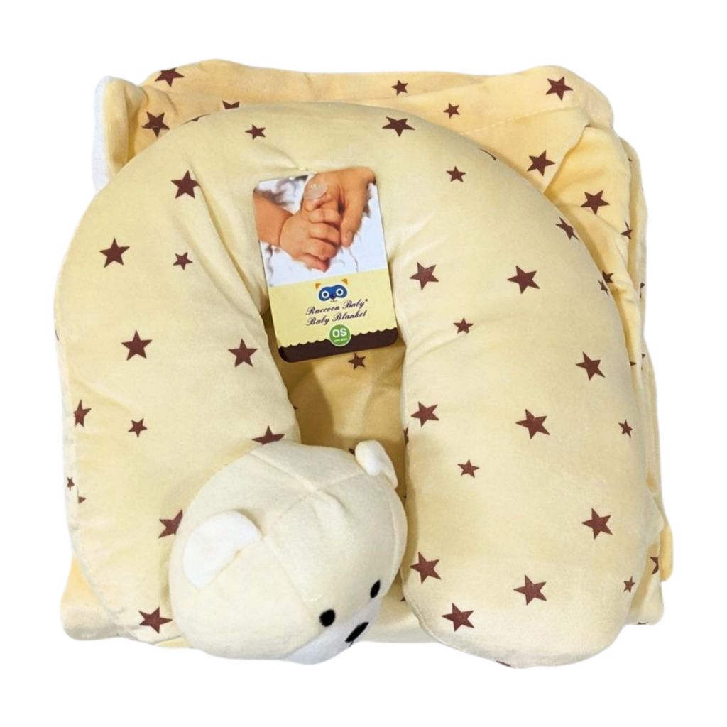 Yellow Bear Baby Blanket with Neck Pillow – Soft Breathable