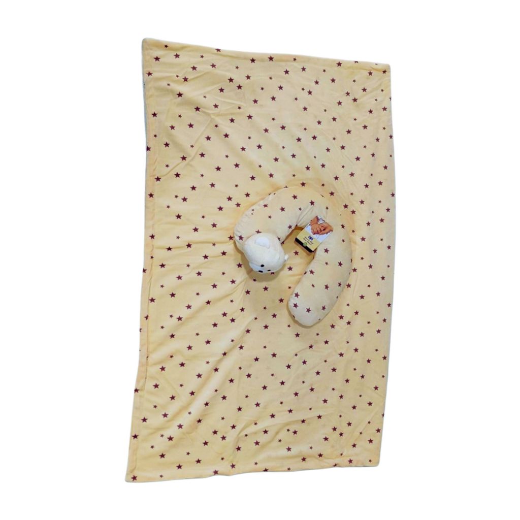 Yellow Bear Baby Blanket with Neck Pillow – Soft & Breathable