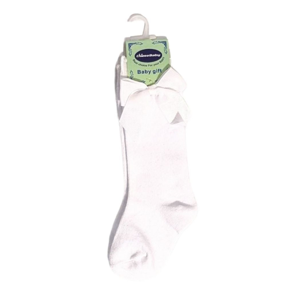 Sweet Baby Bow Knee-High Socks – White
