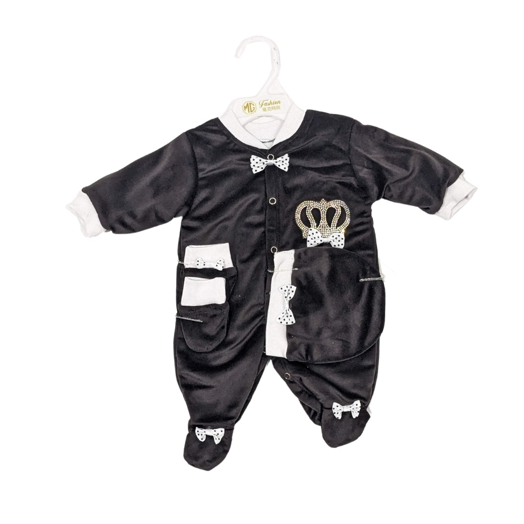 Luxury Turkish-Style Velvet Baby Set – Chocolate Brown