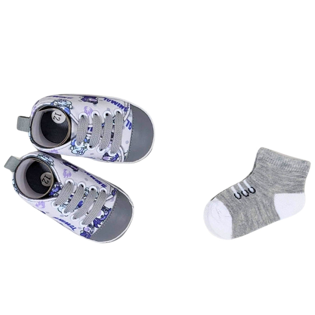 Baby Essentials Deep Grey Sneakers with Matching Socks Set