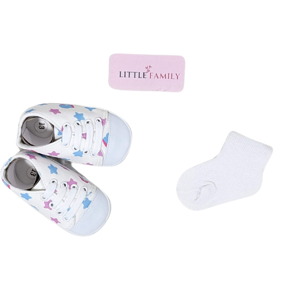 Baby Essentials White Sneakers with Matching Socks Set