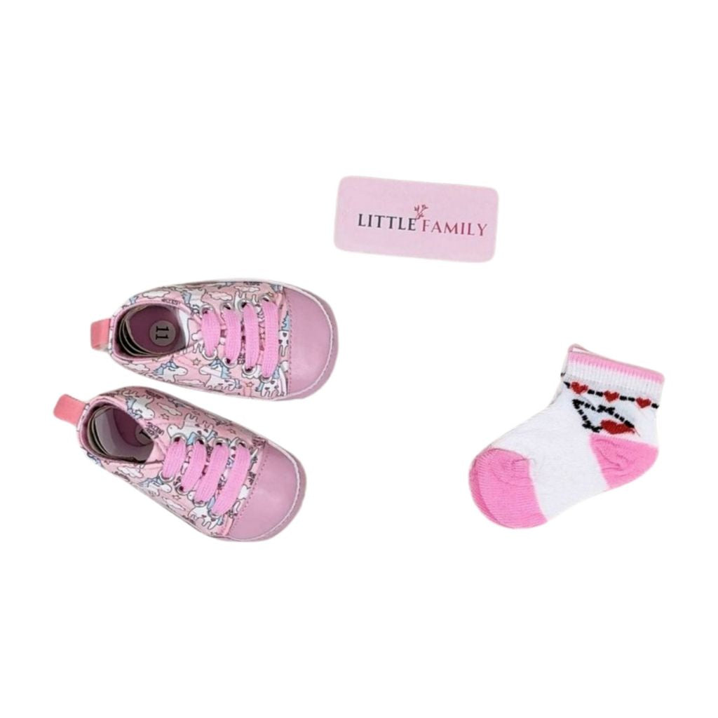 Baby Essentials Pink Sneakers with Matching Socks Set