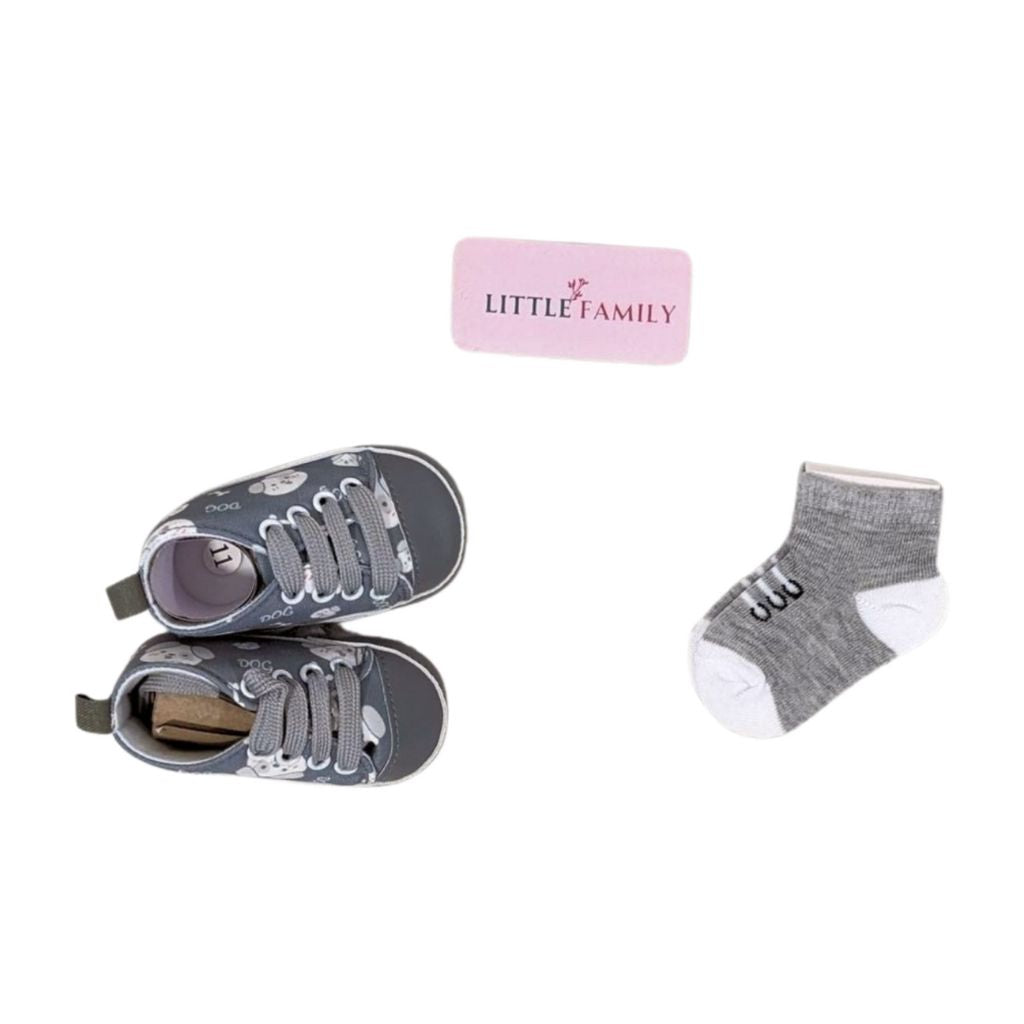Baby Essentials Dark Grey Sneakers with Matching Socks Set