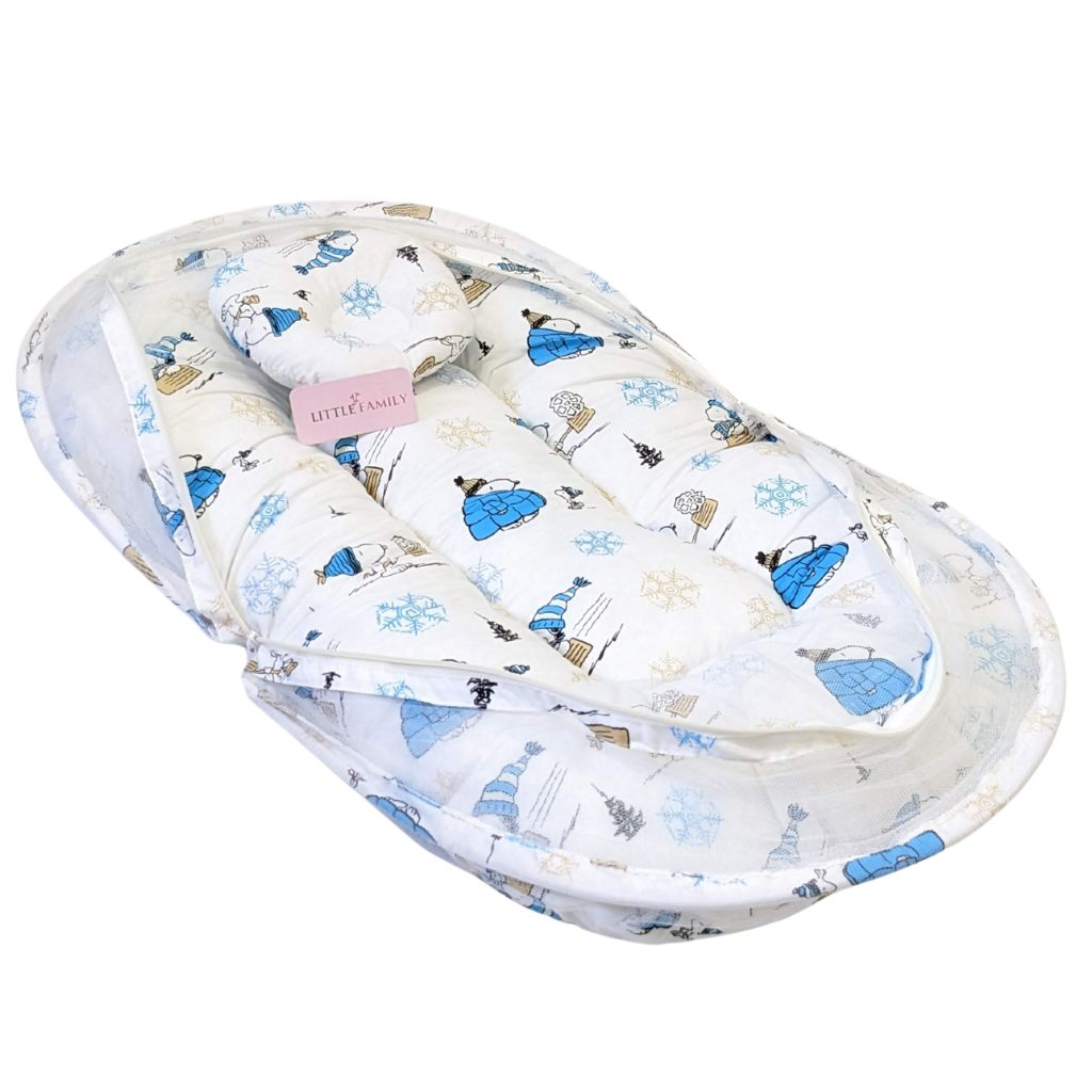 SnowFlake Cotton Baby Bed with Mosquito Net – Large Size