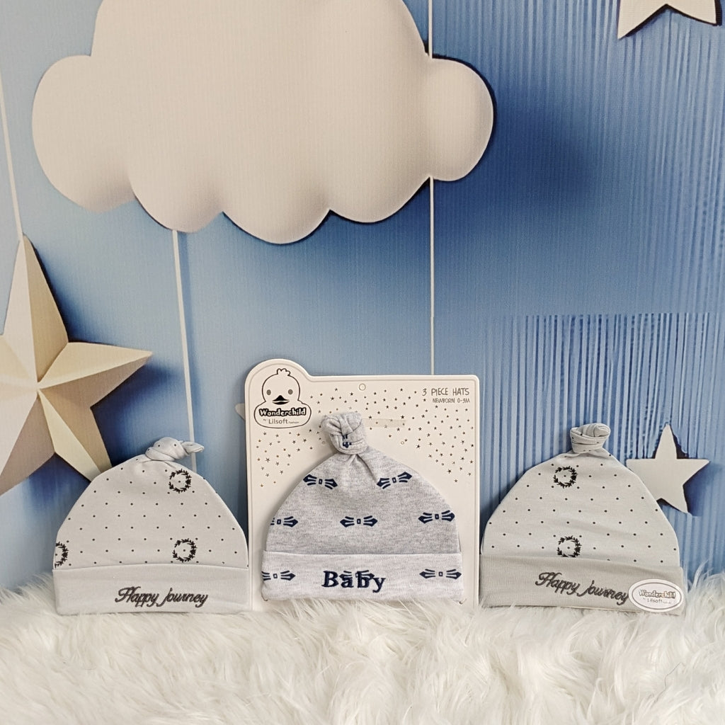 Wonderland Baby Trio Cap Set - Grey
