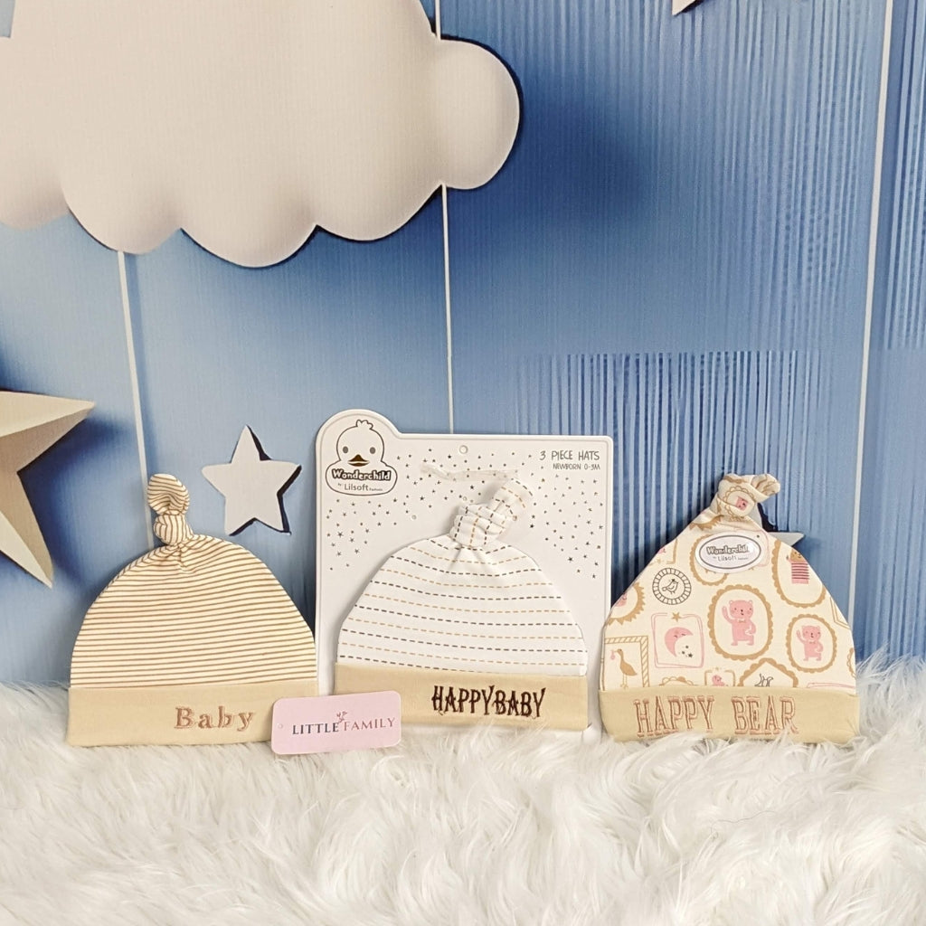 Wonderland Baby Trio Cap Set - Yellow