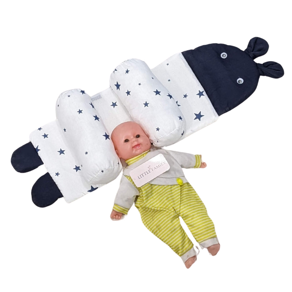 Starry Navy Blue Baby Head Shaping Pillow – Ergonomic Support