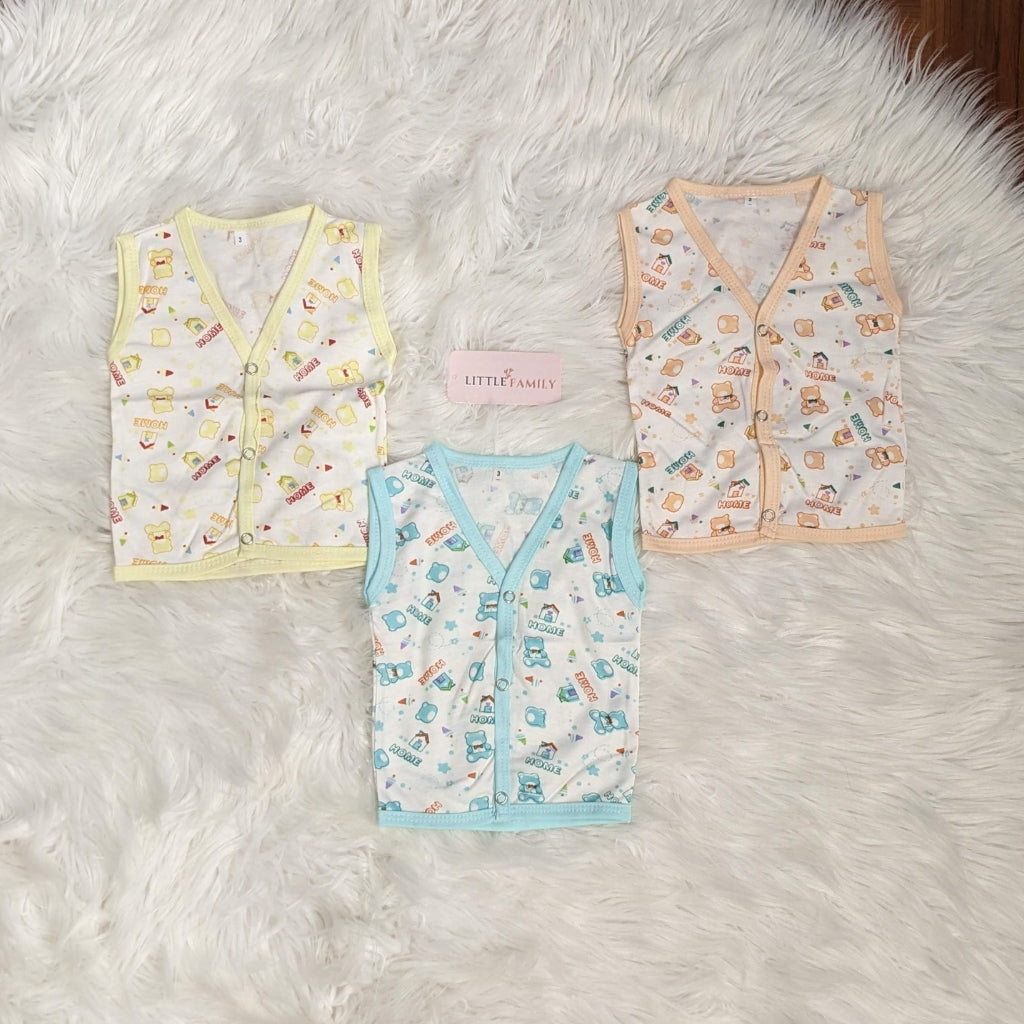 Printed Cotton Baby Vest Set – Pack of 3