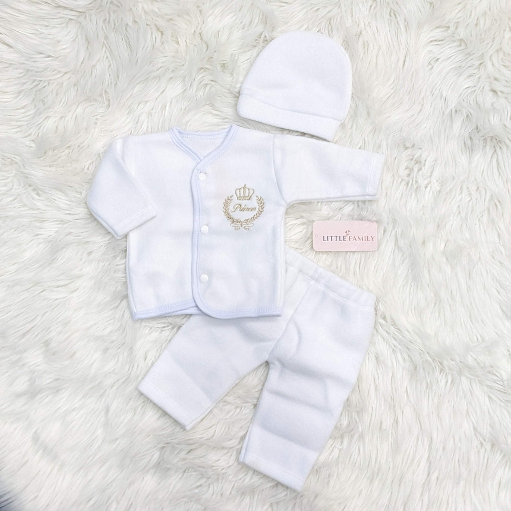 3-Piece Newborn Winter Set – "Prince" Embroidery