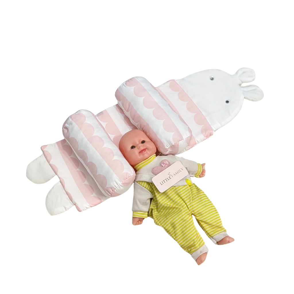 Soft White Pink Baby Head Shaping Pillow – Ergonomic Support