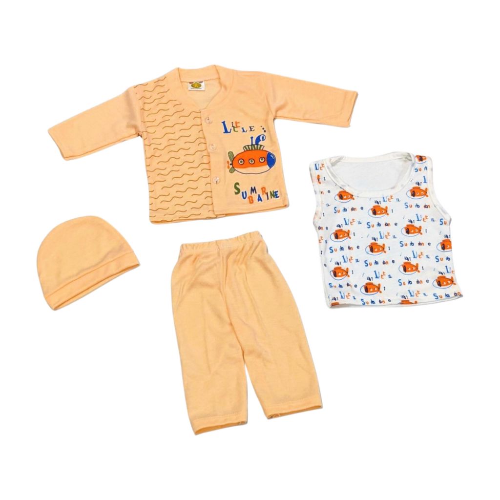 4-Piece Baby Outfit Set – Cozy Interlock Fabric for Cold Weather