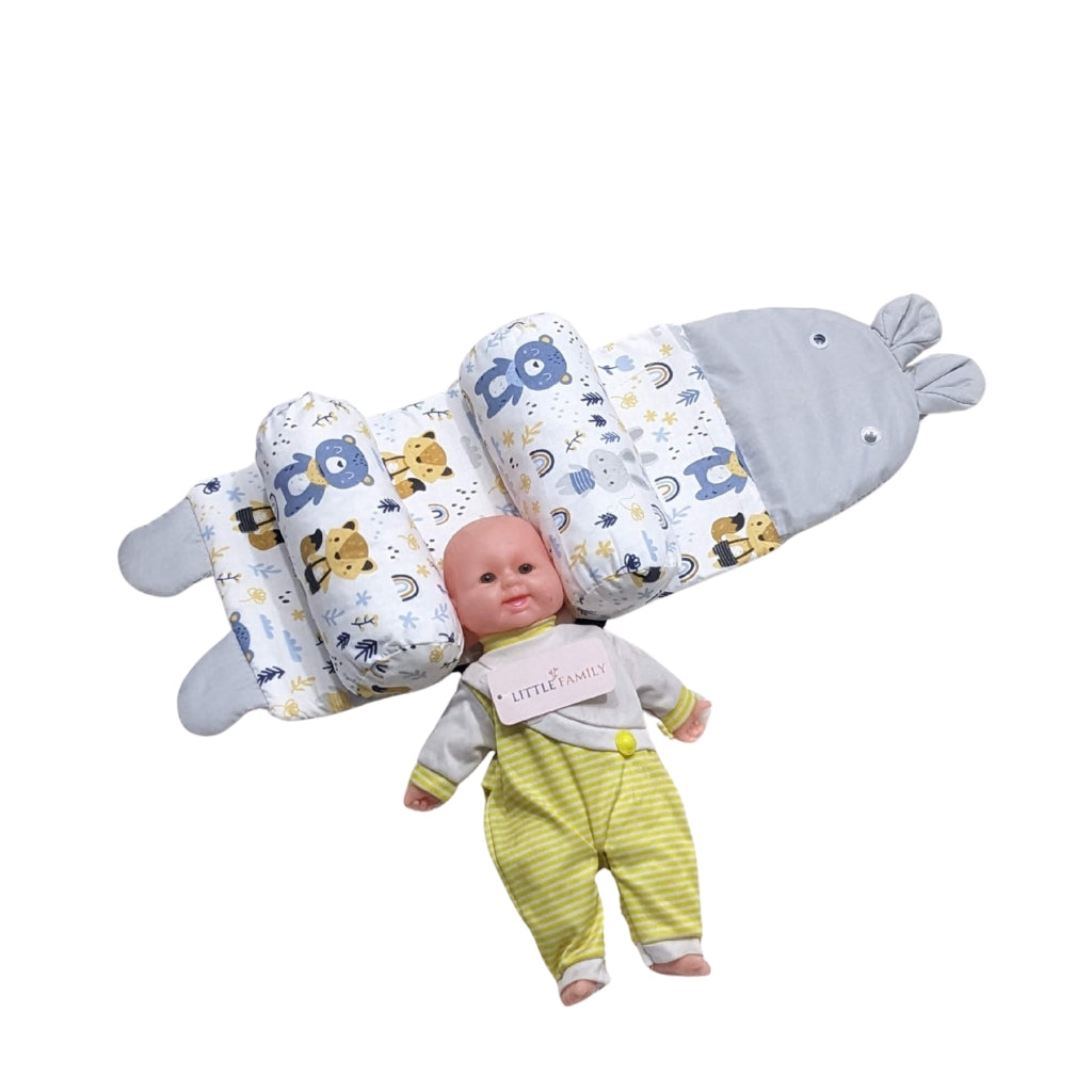 Soft Grey Bear Baby Head Shaping Pillow – Ergonomic Support