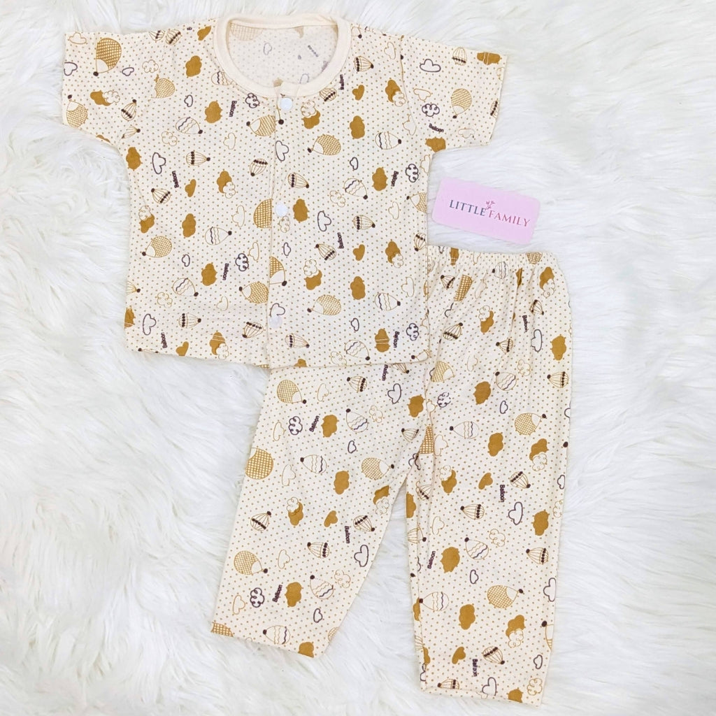 Baby Summer Night Suit - Yellow Cloud Dreams