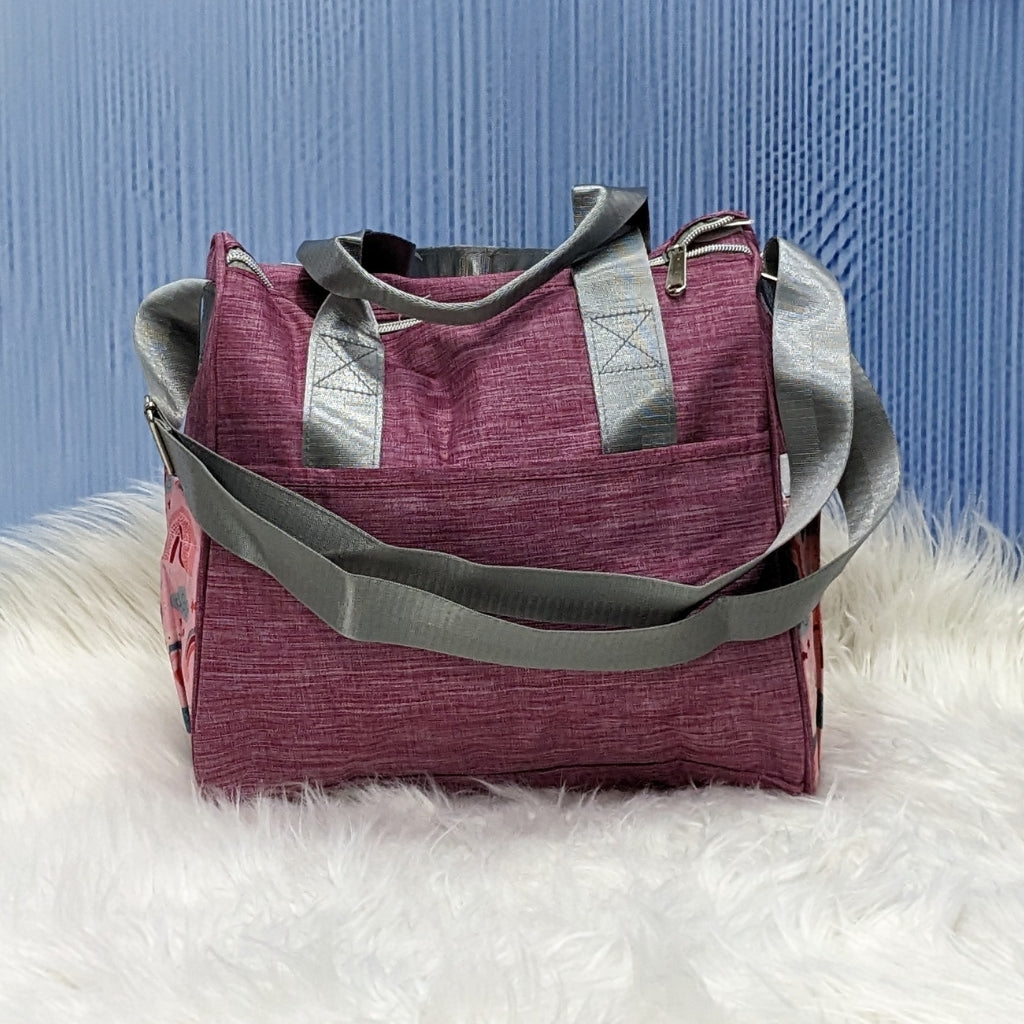 Premium Multi-Pocket Baby Diaper Bag – Rainbow Print (Maroon)