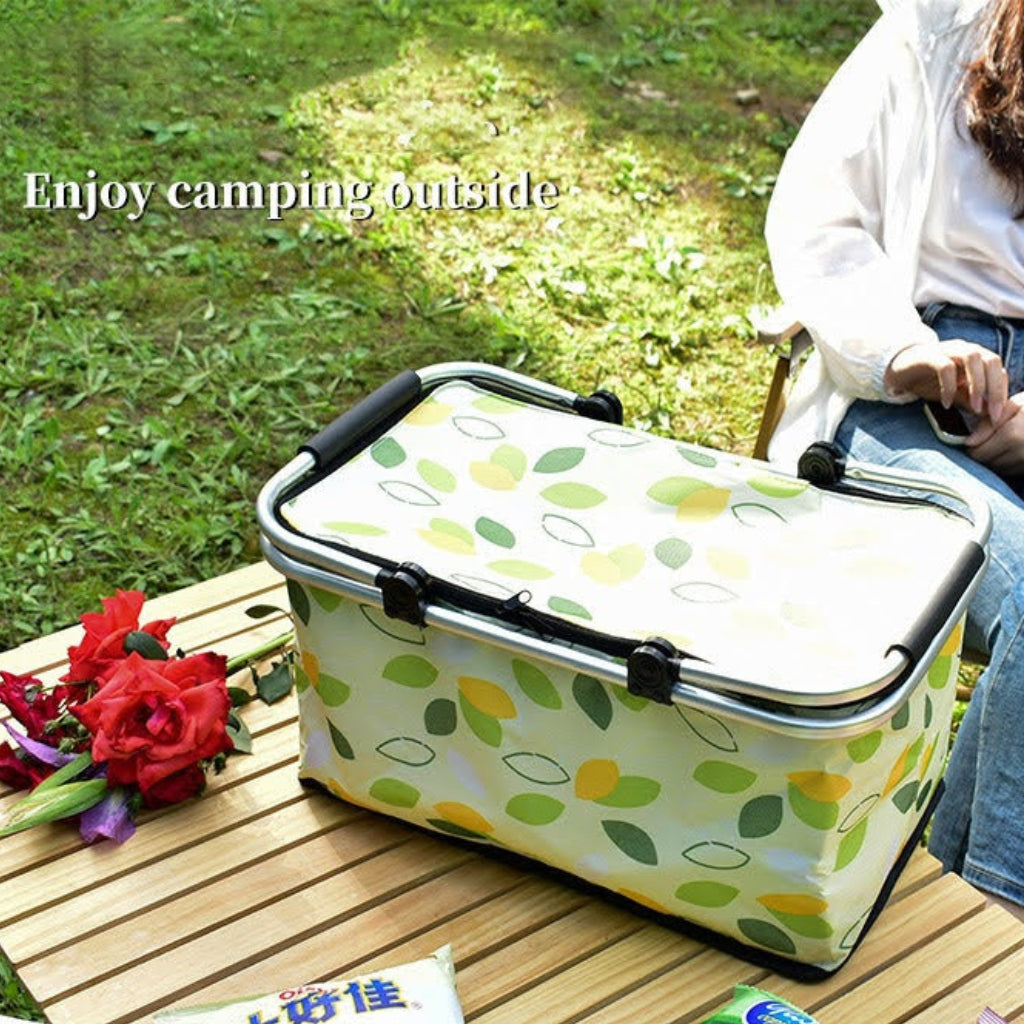 Premium Insulated Storage Basket - Green Mashrooms