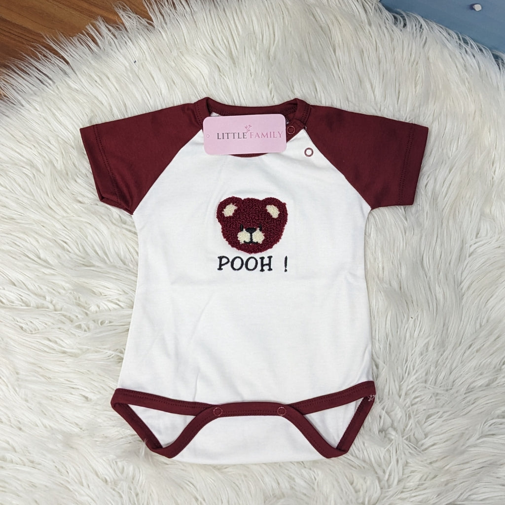 Premium Baby Bodysuit - Pooh Theme | Maroon