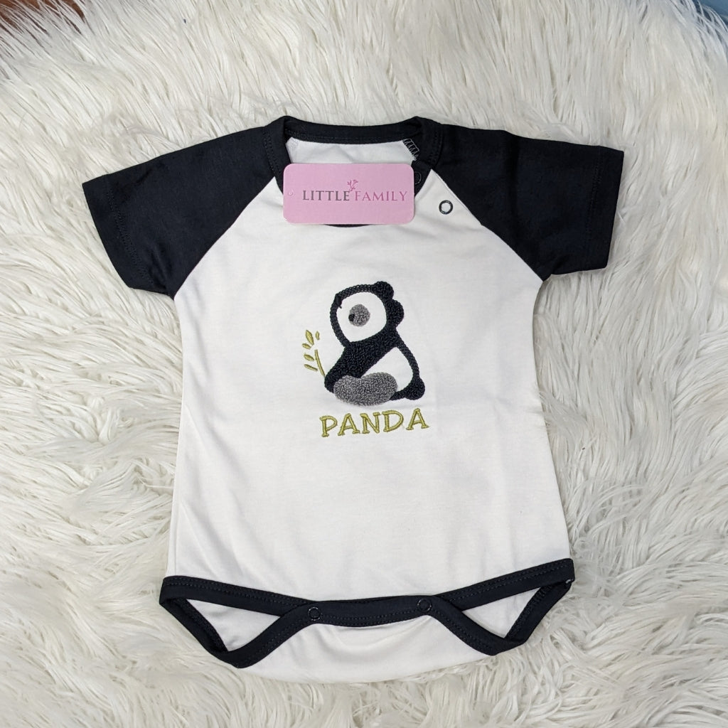 Premium Baby Bodysuit - Panda Theme | Black