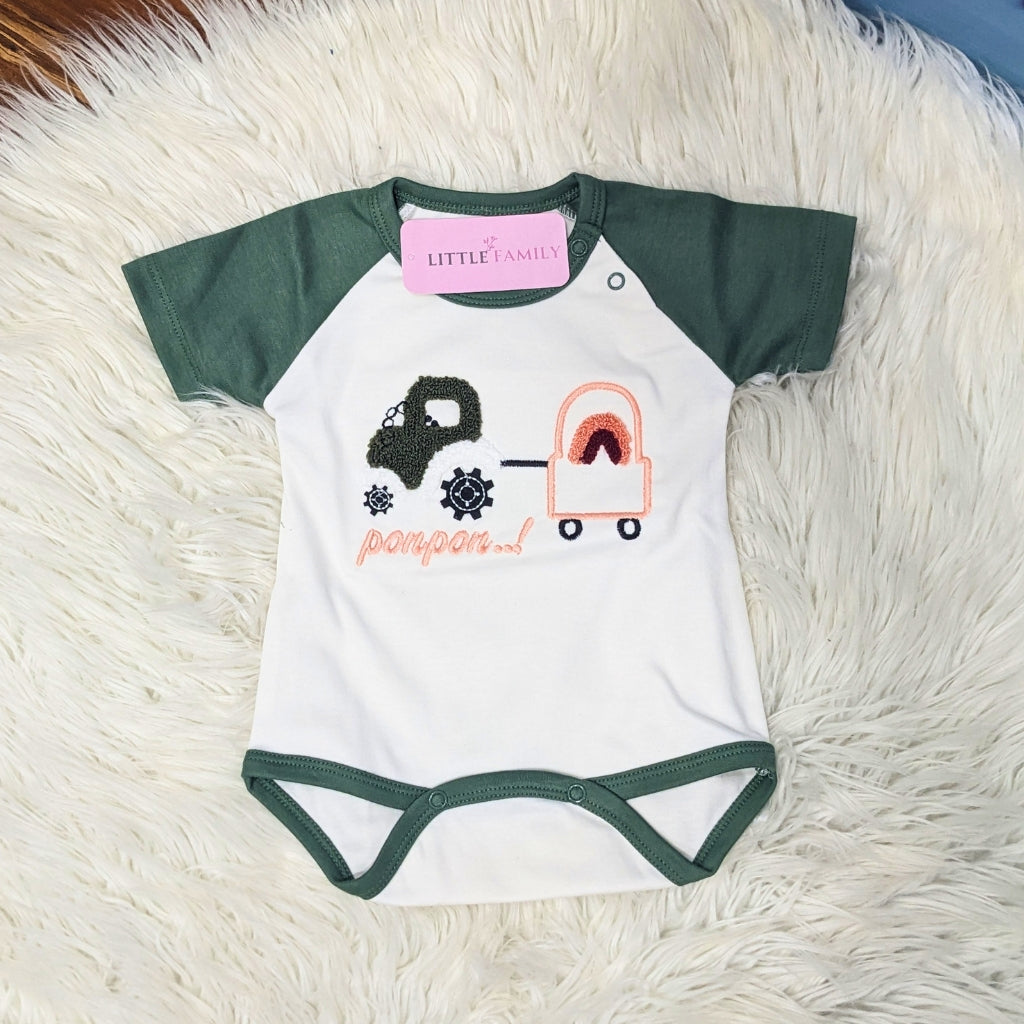 Premium Baby Bodysuit - Ponpon Theme | Sage Green