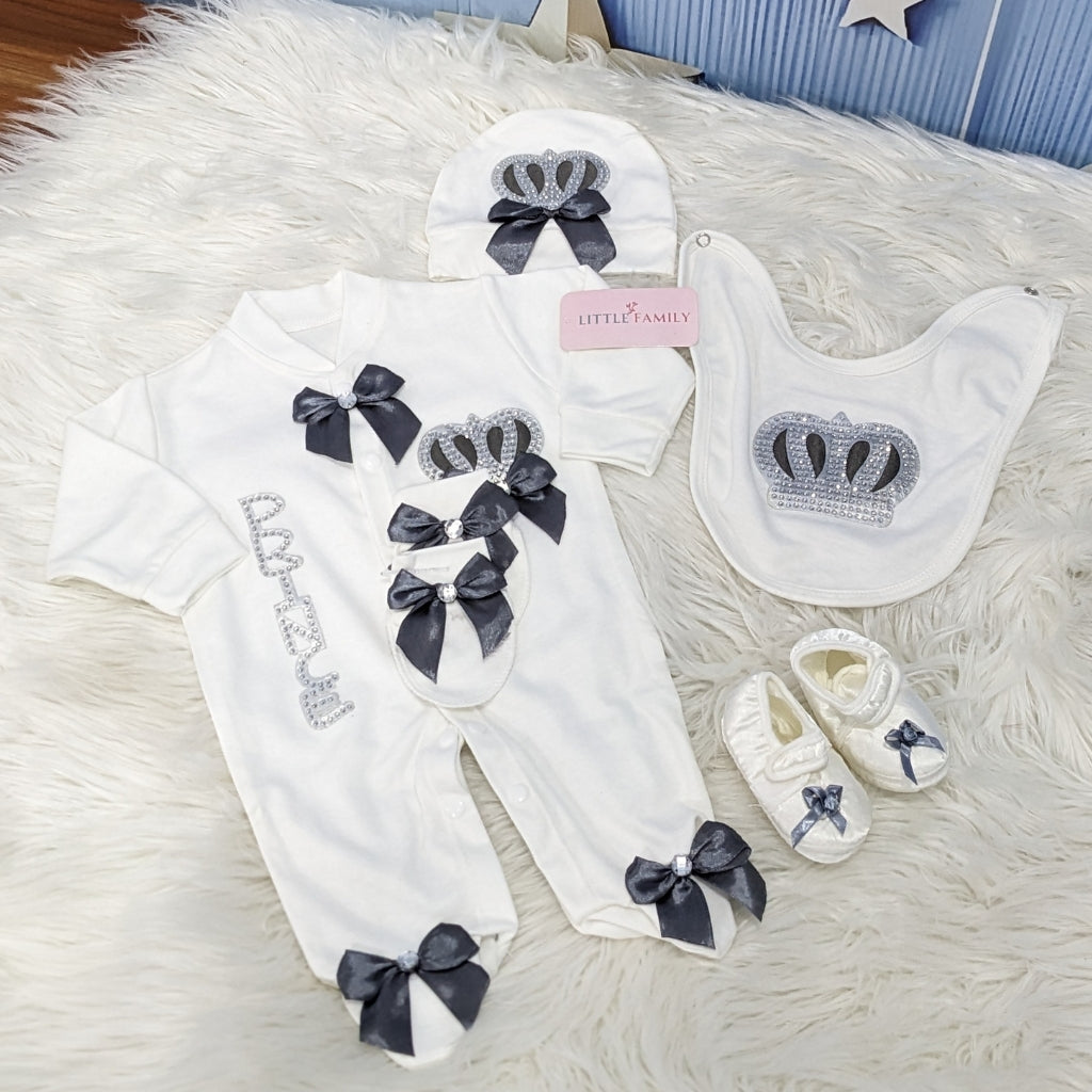 G-1425 Turkish 5-Piece Newborn Gift Set - "Prince" | Shiny Black