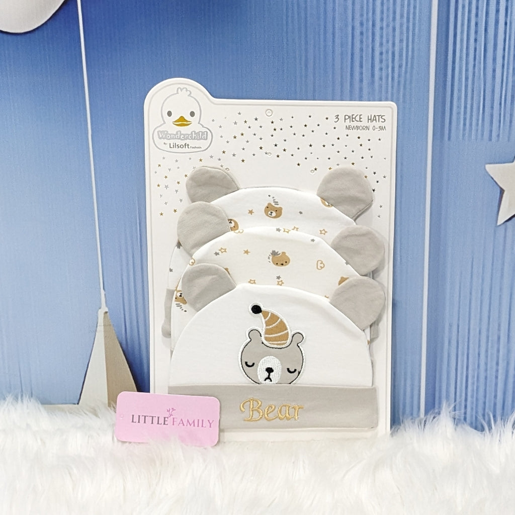 Newborn Baby Cotton Caps – Pack of 3 | Baby Bear