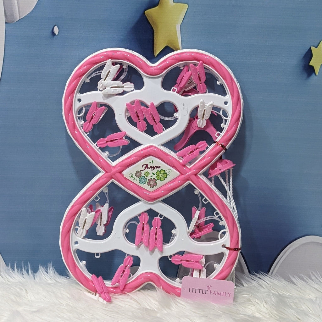 Baby Clothes Drying Hanger with Clips (Heart)