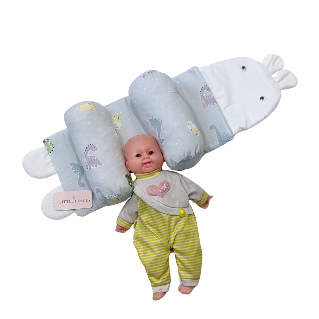 Soft Grey Dino Baby Head Shaping Pillow – Ergonomic Support
