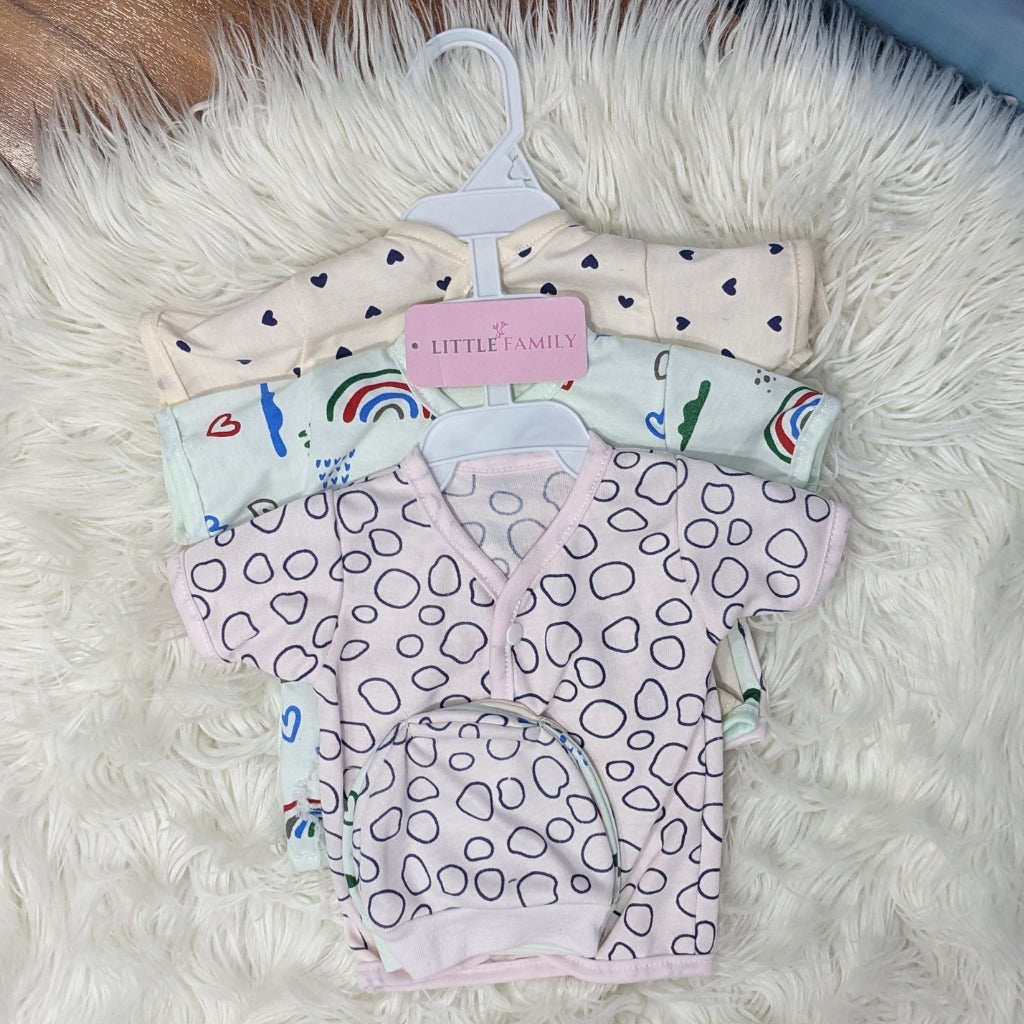 Newborn 3-Piece Cotton Outfit Set (Half) – Pack of 3