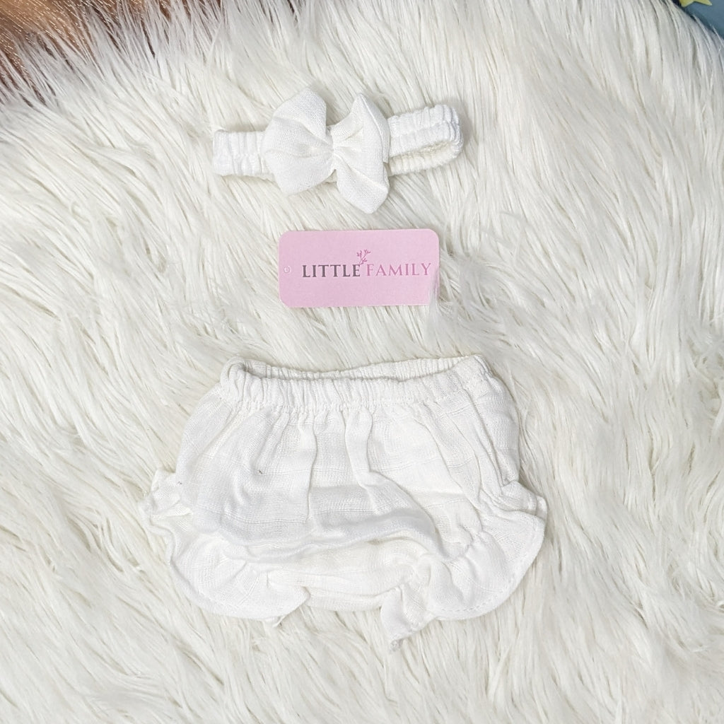 Premium Baby Frock Set with Nappy & Headband