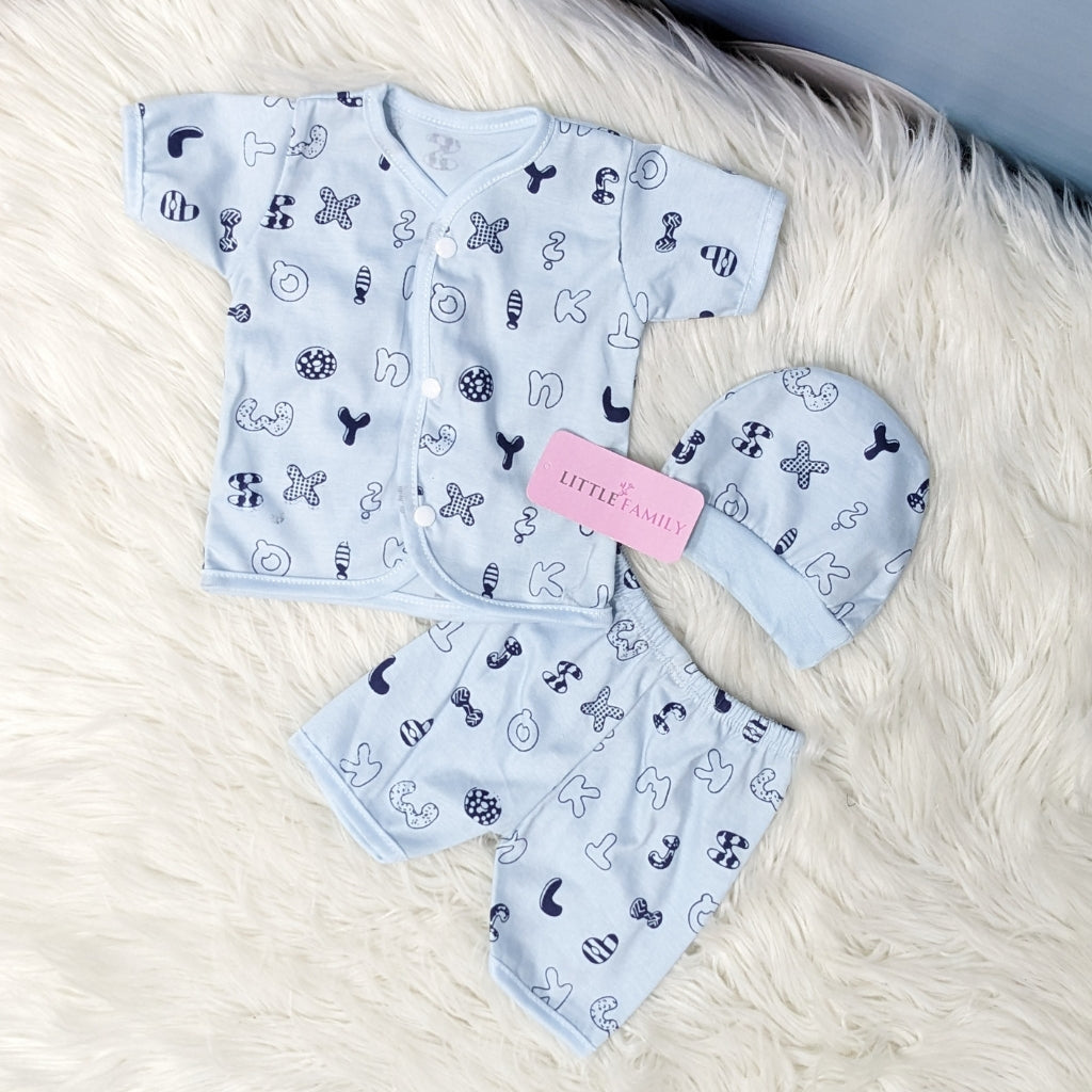 Newborn 3-Piece Cotton Outfit Set (Half) – Pack of 3